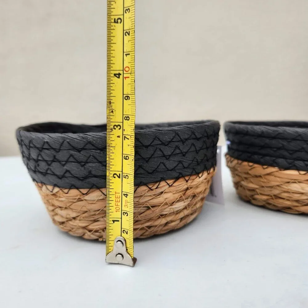 New Small Set of 2 Baskets Woven Basket Dark Navy Blue Decor Keys Holder Entrywa